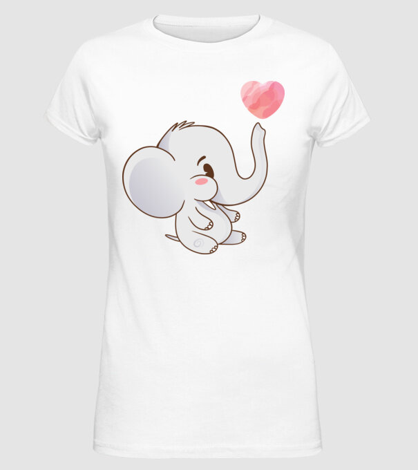 Elefant drăguț model alb pe tricou