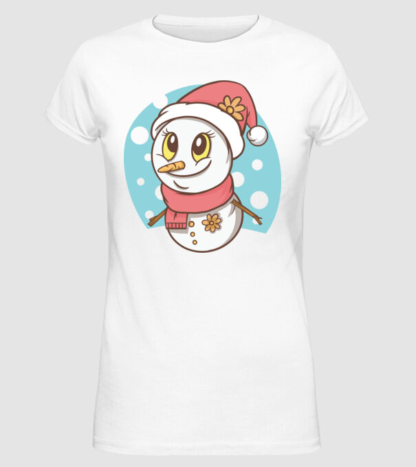 Om de zăpadă drăguț model alb pe tricou
