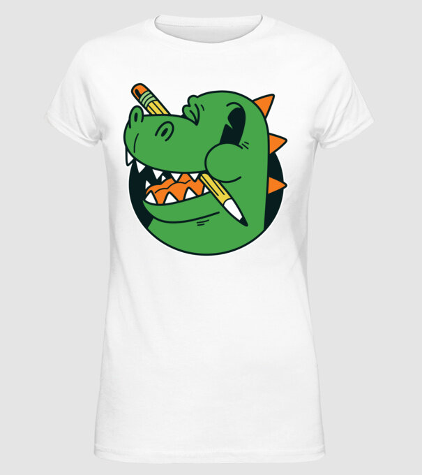 Elev Dinozaur drăguț model alb pe tricou
