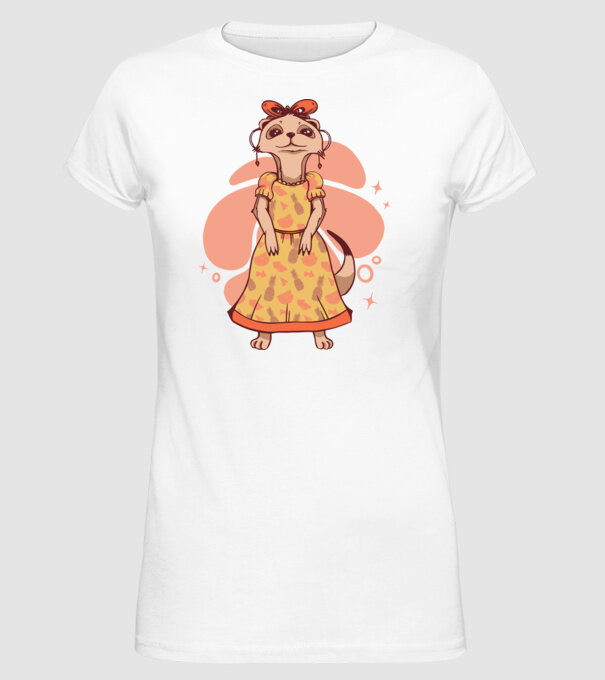 Suricată drăguță model alb pe tricou
