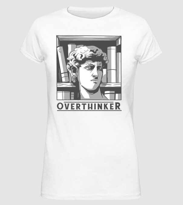 Statuia lui David model alb pe tricou