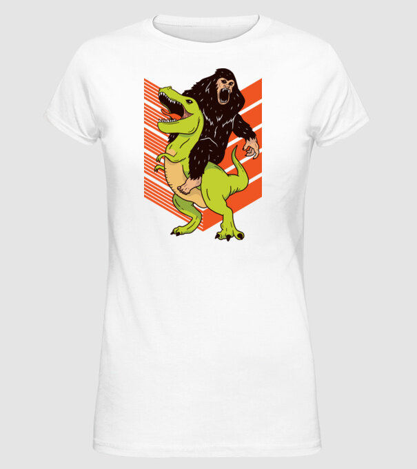Dinozaur Yeti model alb pe tricou