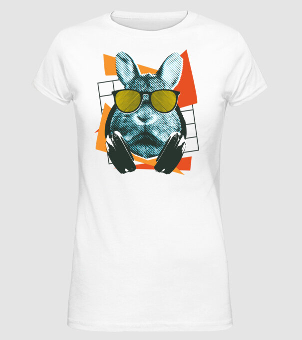 DJ Iepure model alb pe tricou