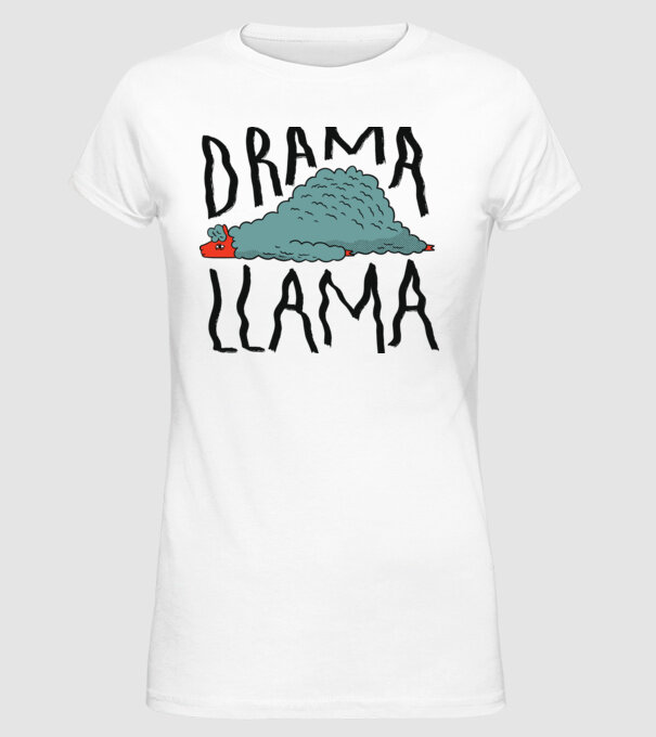 Dramă Lama model alb pe tricou