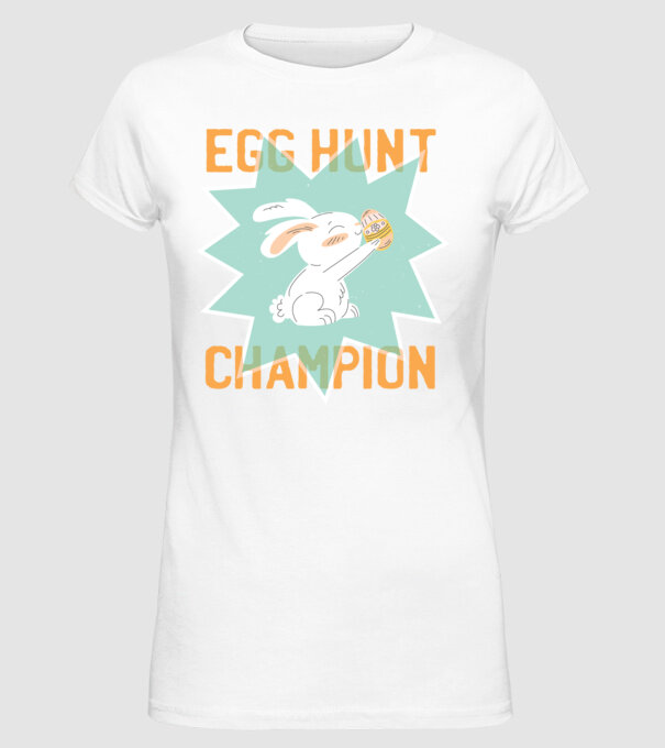 Egg Hunt Champion Campion la vânătoare de ouă model alb pe tricou