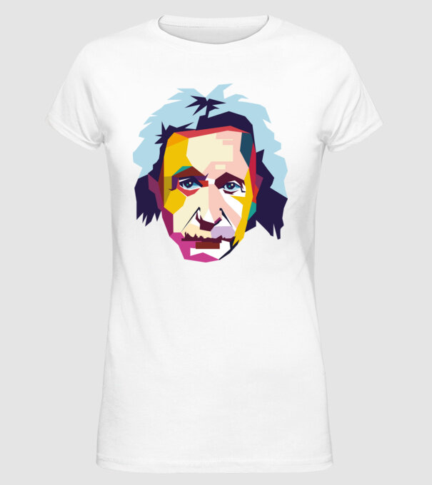 Einstein abstract model alb pe tricou