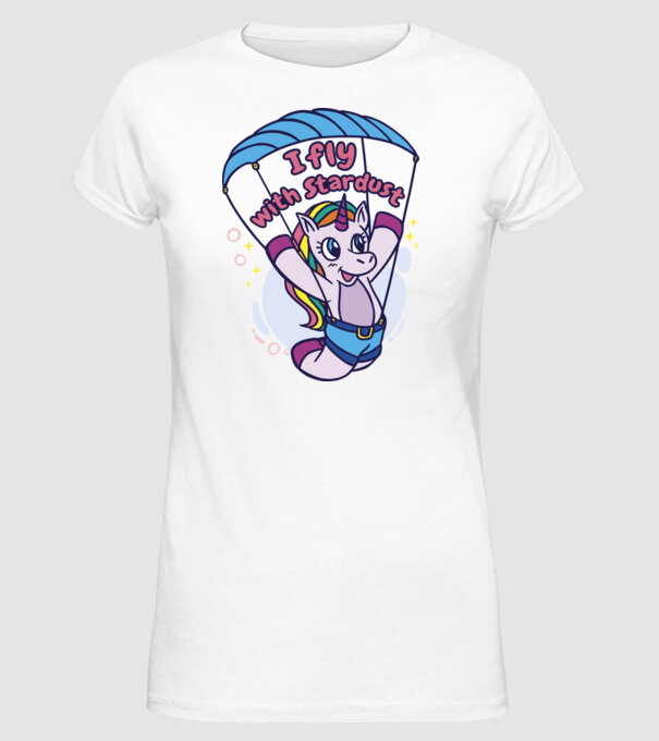 Unicorn parașutist model alb pe tricou