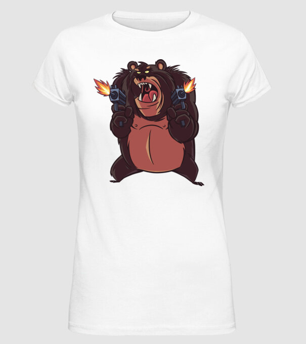 Urs înarmat model alb pe tricou