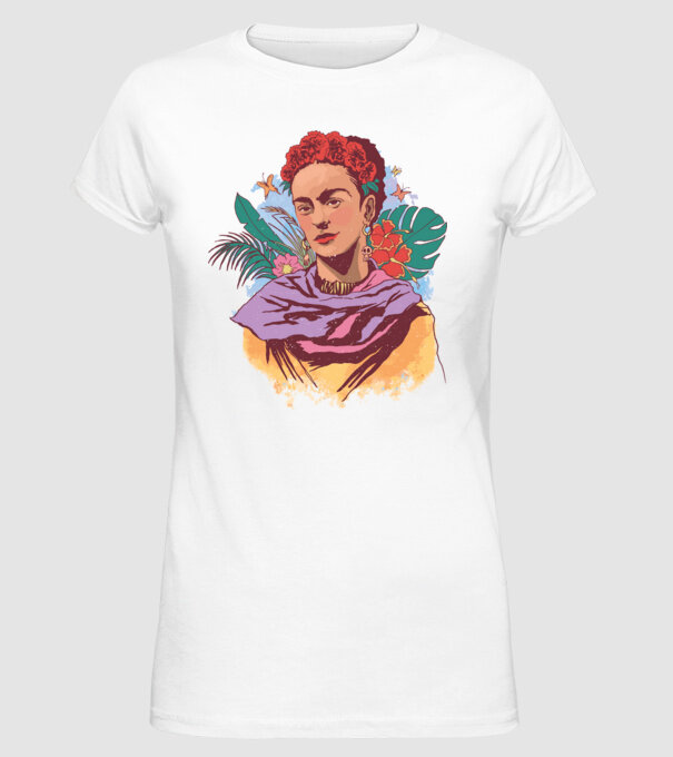 Portret Frida Kahlo model alb pe tricou