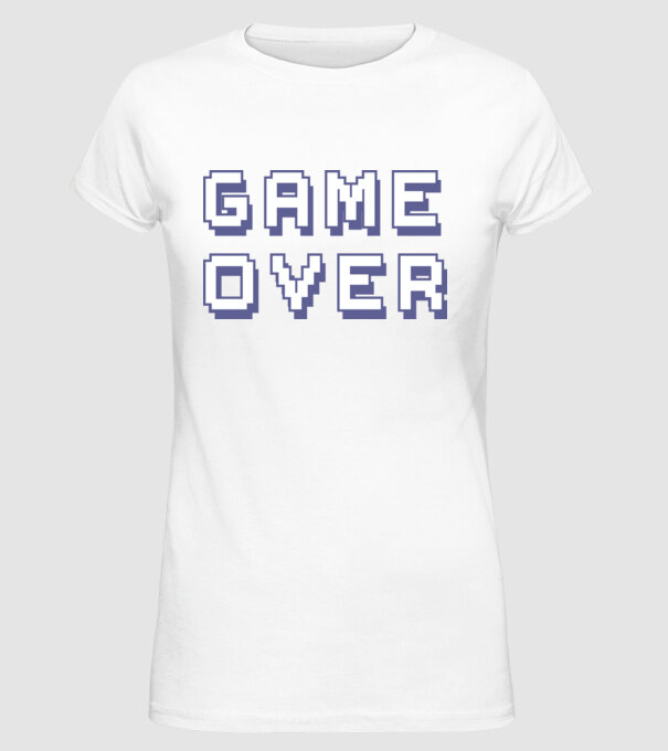 Game Over model alb pe tricou