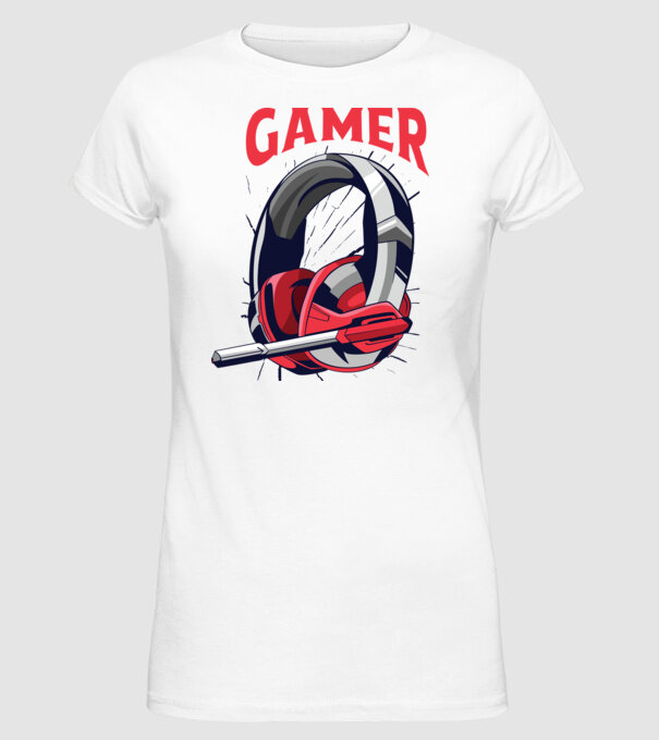 Căști Gamer model alb pe tricou