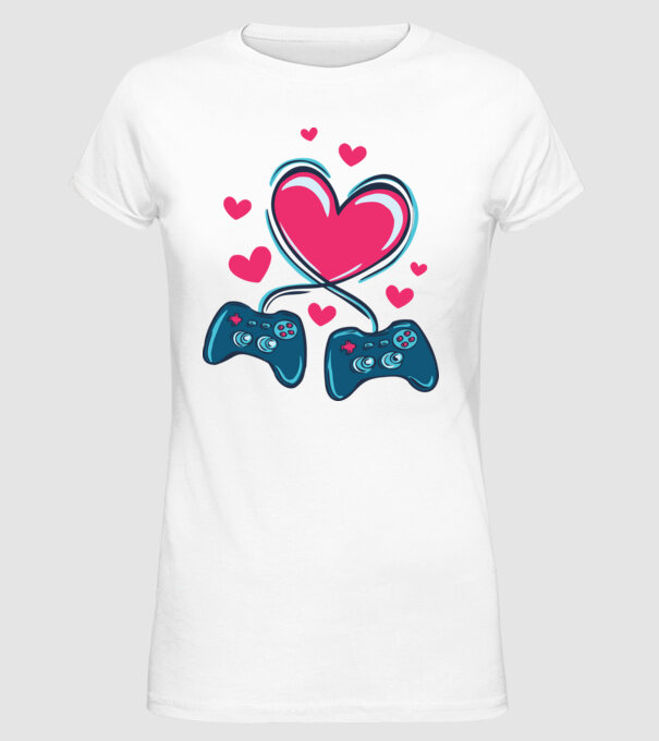 Dragoste Gamer model alb pe tricou