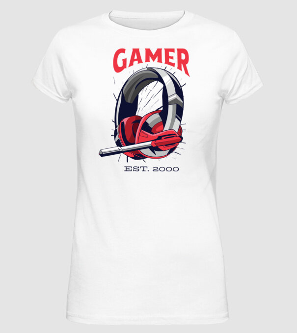 Gamer est. 2000 model alb pe tricou