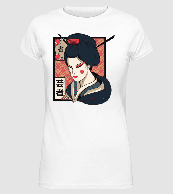 Geisha Japonia model alb pe tricou