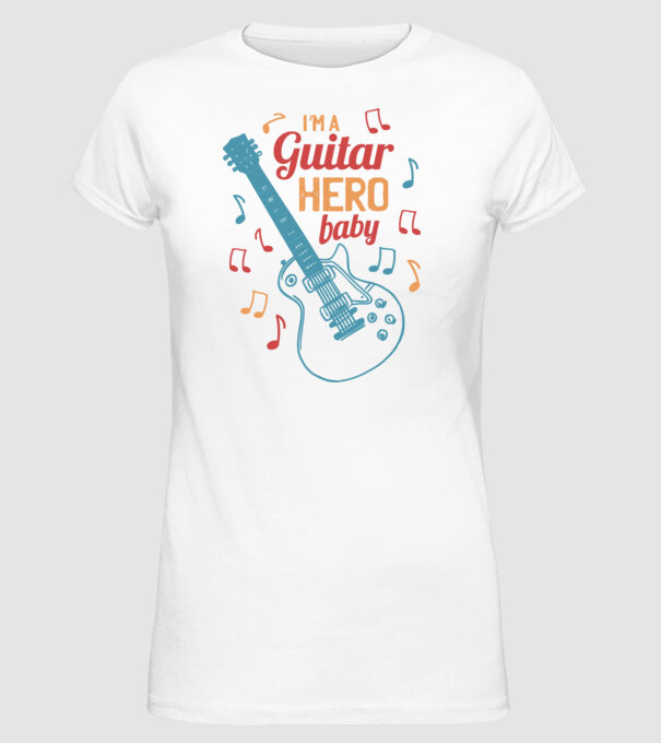 Erou chitarist model alb pe tricou