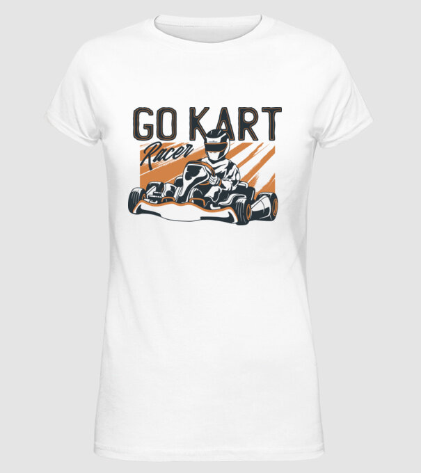 Concurent Go-kart model alb pe tricou