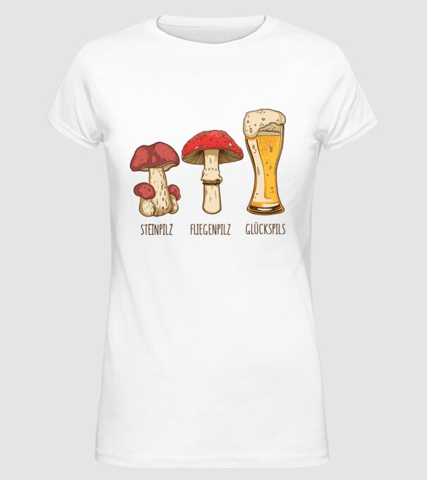Soiuri de ciuperci model alb pe tricou