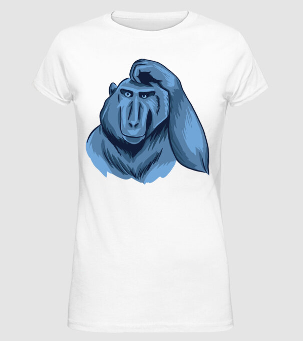 Maimuța gânditoare model alb pe tricou