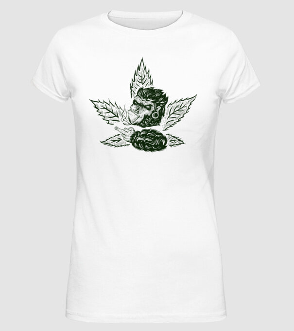 GORILĂ cannabis model alb pe tricou