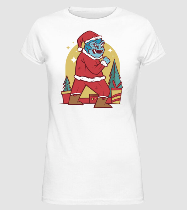Gorila Santa model alb pe tricou
