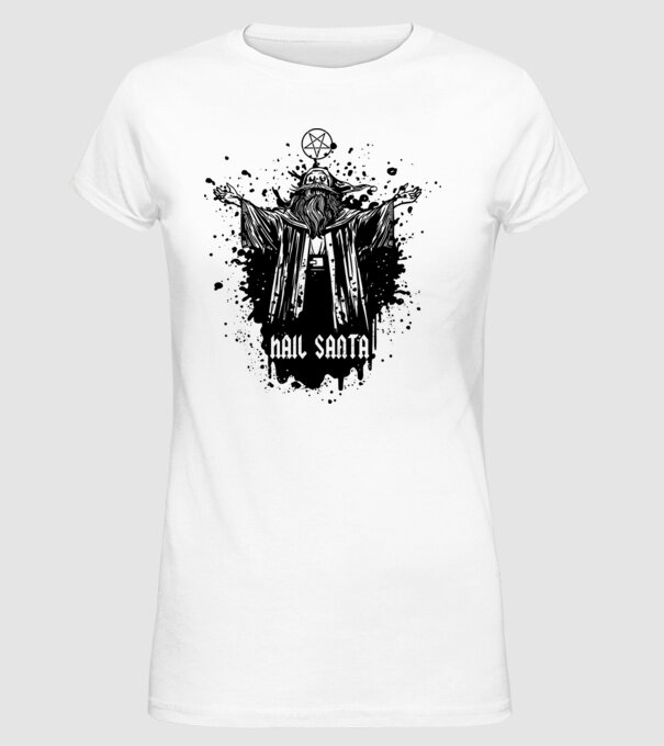 Hail Santa model alb pe tricou