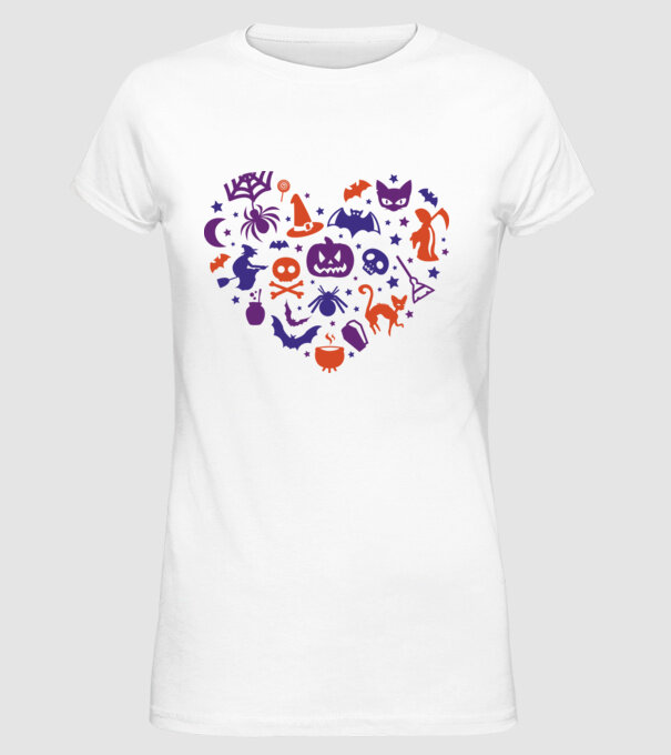 Inimă Halloween model alb pe tricou