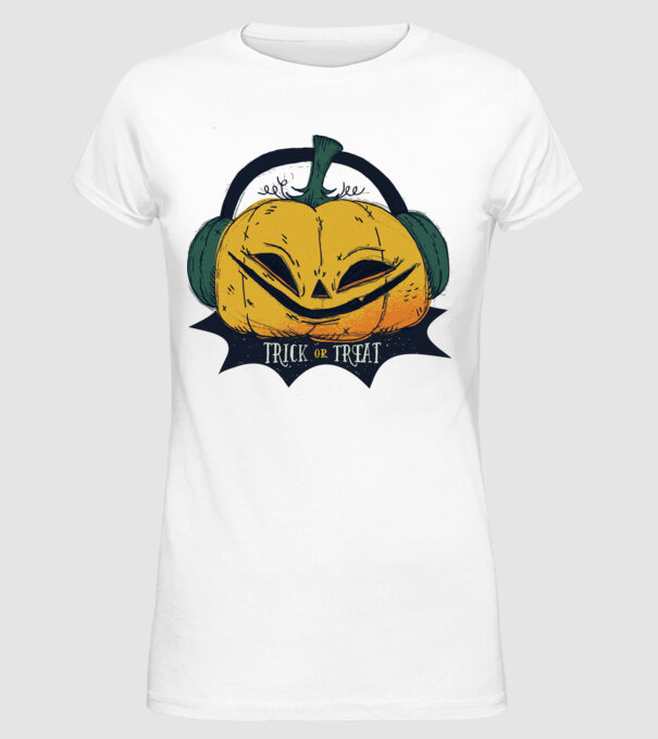 Dovleac Halloween model alb pe tricou