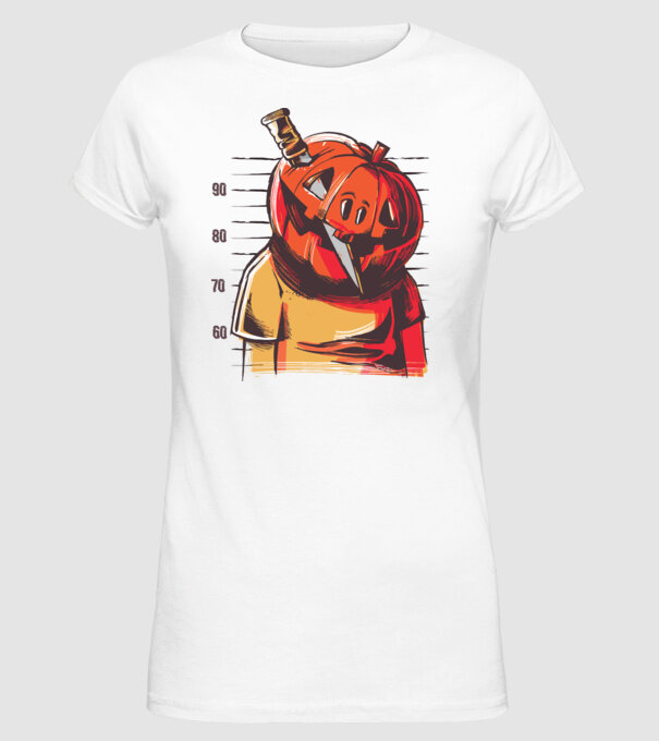 Halloween cap de dovleac închisoare model alb pe tricou