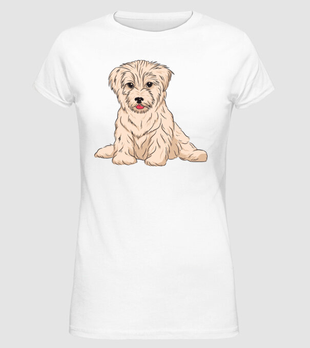 Câine Havanez model alb pe tricou