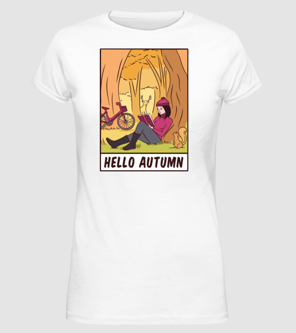 Hello Toamnă model alb pe tricou