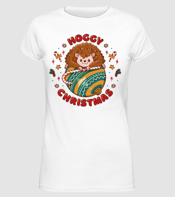 Hoggy Christmas Crăciun cu Arici model alb pe tricou