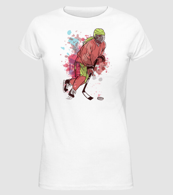 Fată hocheistă model alb pe tricou