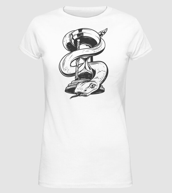 Șarpe clepsidră model alb pe tricou