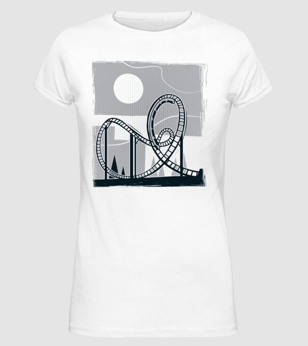 Roller coaster model alb pe tricou