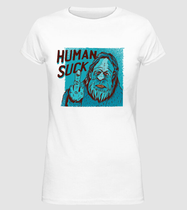 Human Suck - Yeti spune tricou amuzant antisocial model alb pe tricou
