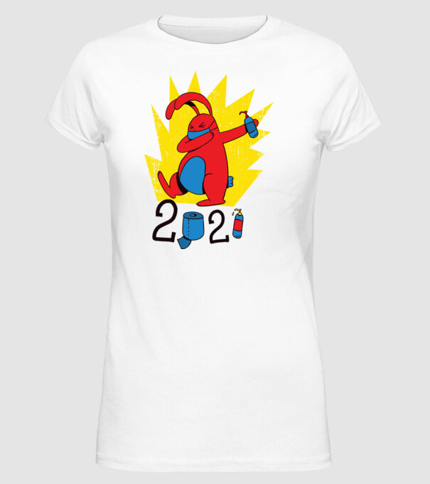 Paște 2021 - Iepuraș cu mască model alb pe tricou