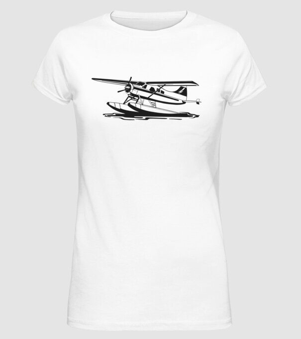 Hydroplane avion model alb pe tricou