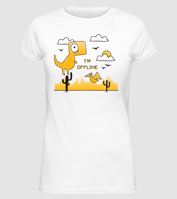 'I''m Offline tricou amuzant' model alb pe tricou