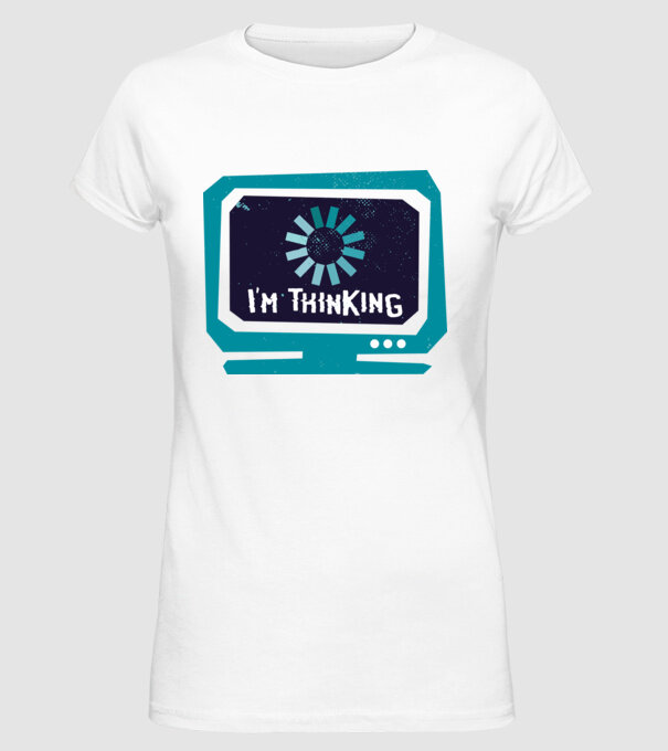 'I''m thinking Mă gândesc' model alb pe tricou