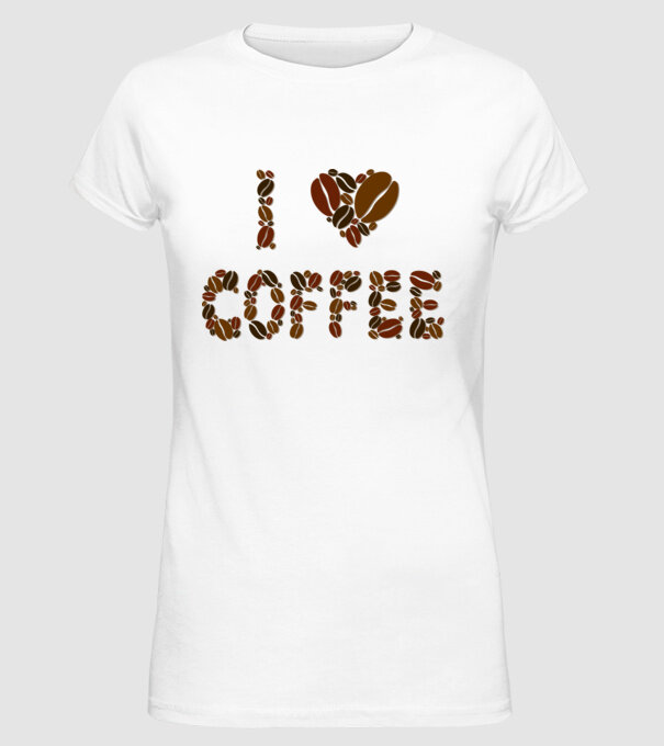 I Love Coffee model alb pe tricou