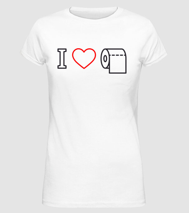 I love hârtie igienică model alb pe tricou
