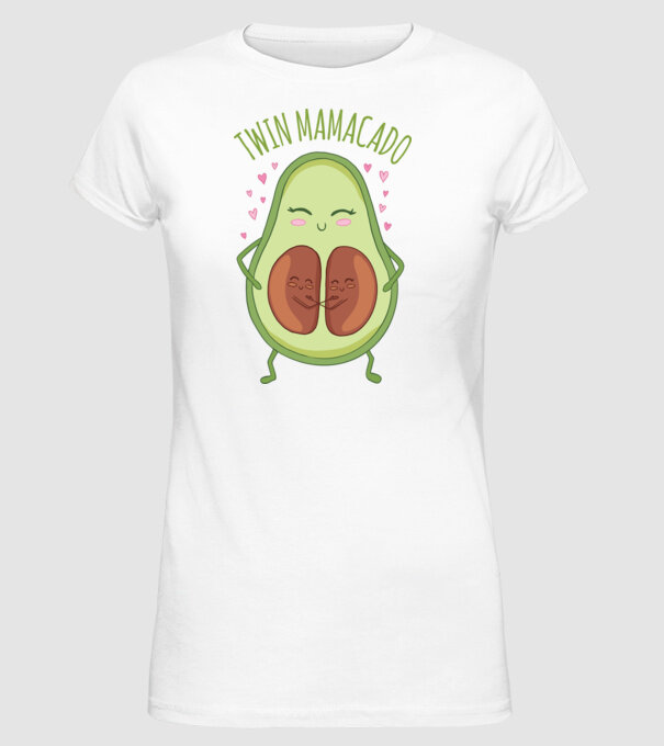 Gemeni Mamacado model alb pe tricou