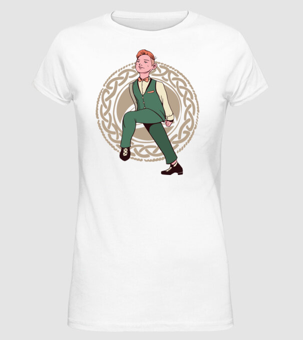Bărbat Dansator irlandez model alb pe tricou