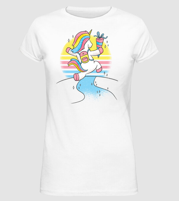 Unicorn școlar model alb pe tricou