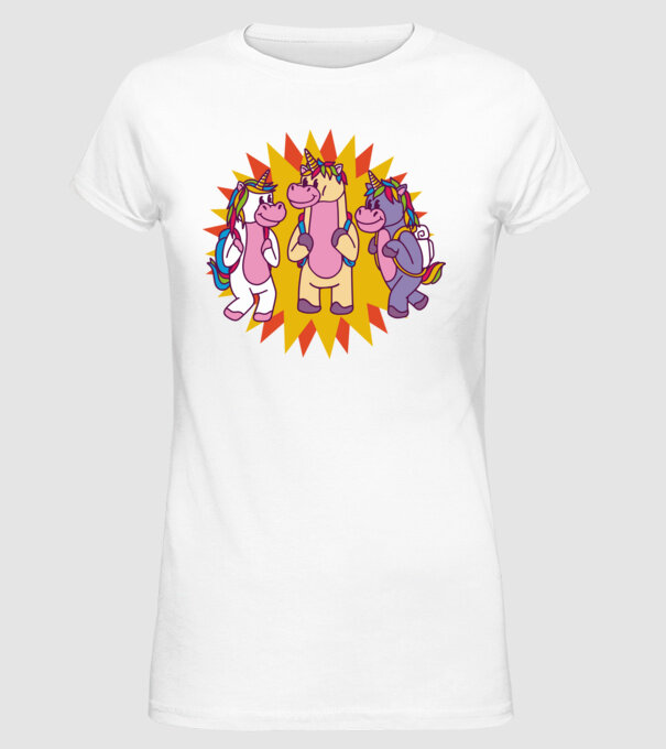Unicorni școlari model alb pe tricou