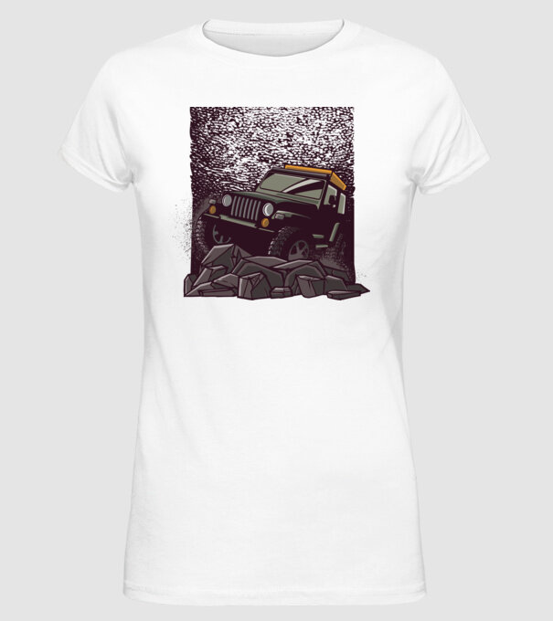 Jeep Offroad model alb pe tricou