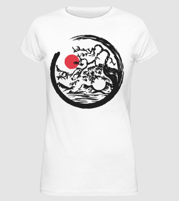 Yin-Yang Bonsai model alb pe tricou