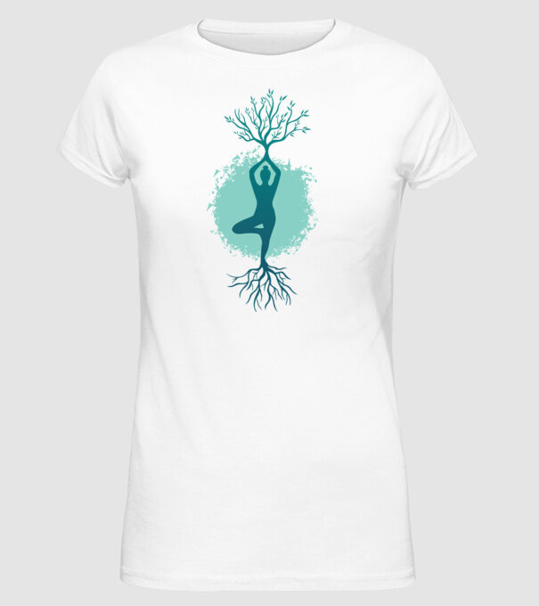 Yoga Natură model alb pe tricou