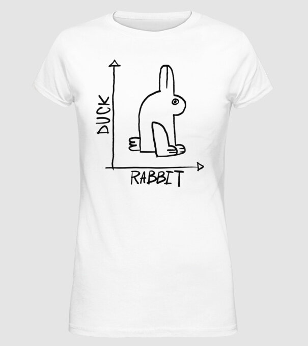 Rață vs Iepure model alb pe tricou