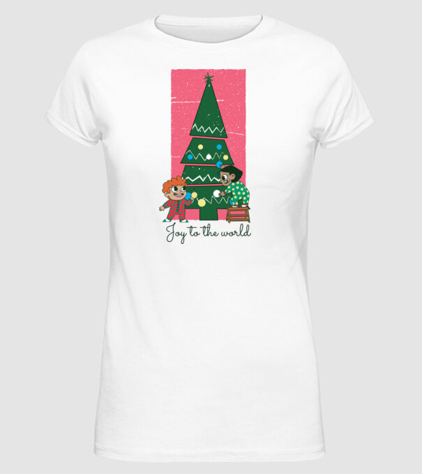 Împodobire pom de Crăciun model alb pe tricou
